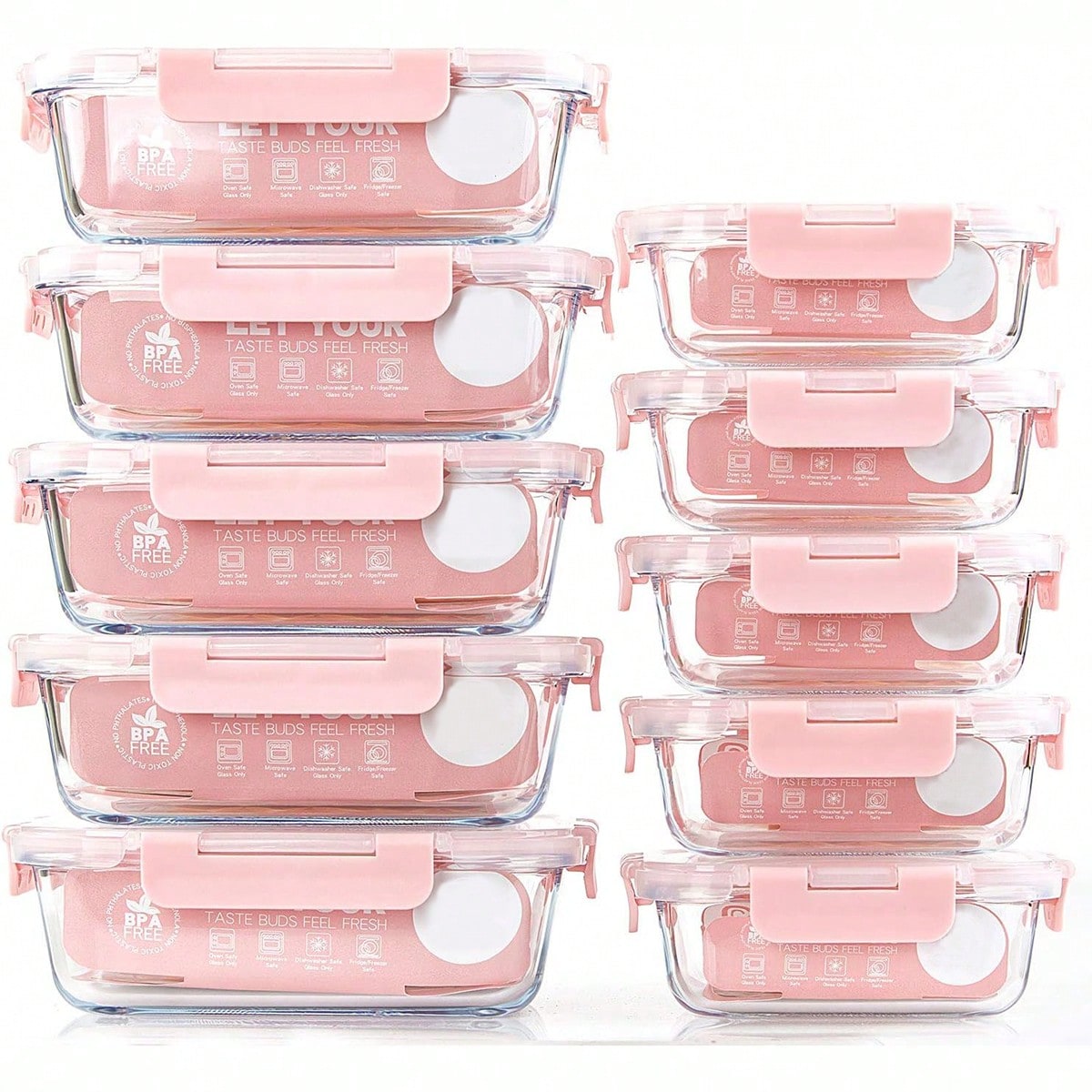 Meal Prep Lunch Boxes - Набор из 10 стеклянных контейнеров для